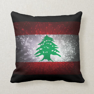 Lebanon Flag Firework Throw Pillow