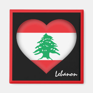Lebanon flag & Lebanese Heart travel Lebanon/sport Magnet