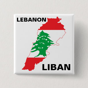 Lebanon Flag Map 2 Inch Square Button