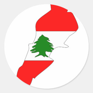 Lebanon flag map classic round sticker