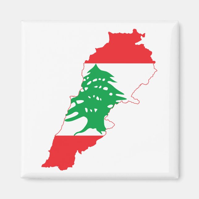 Lebanon Flag Map Magnet (Front)