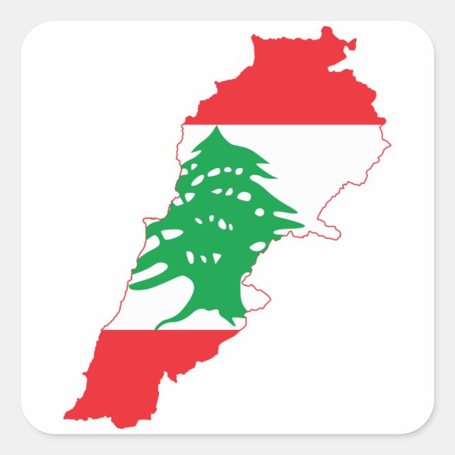 Lebanon Flag Map Square Sticker (Front)