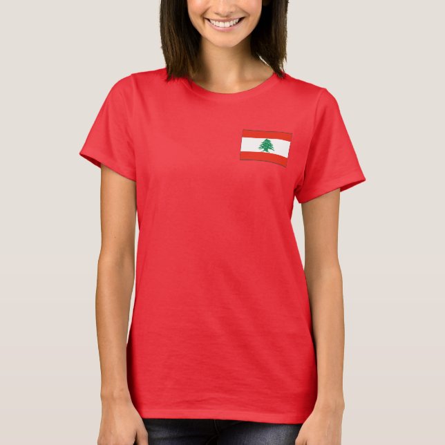 Lebanon Flag + Map T-Shirt (Front)