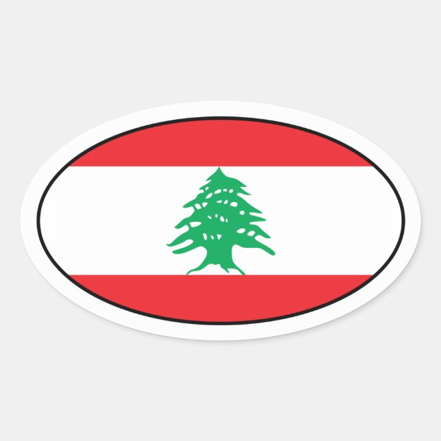 Lebanon Flag Oval Sticker (Front)