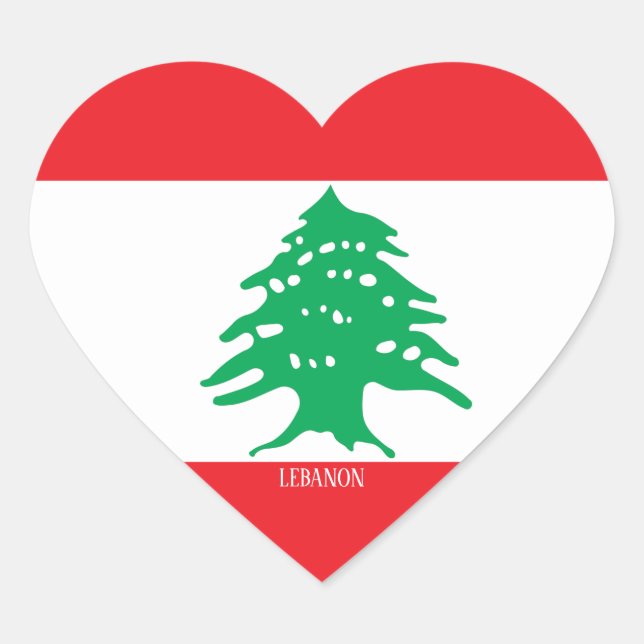 Lebanon Flag Patriotic Heart Sticker (Front)