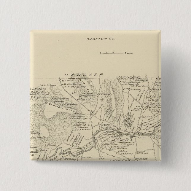 Lebanon, Grafton Co 2 Inch Square Button (Front)