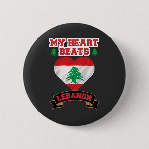 Lebanon Heart Flag Love Pride Support Freedom 2 Inch Round Button