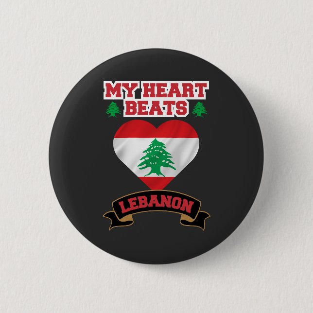 Lebanon Heart Flag Love Pride Support Freedom 2 Inch Round Button (Front)