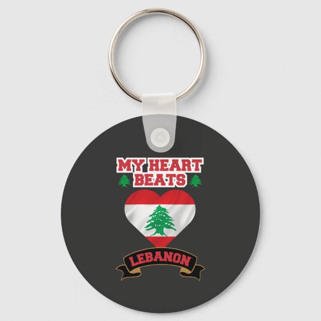 Lebanon Heart Flag Love Pride Support Freedom Keychain (Front)