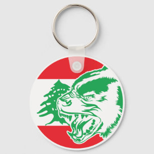 Lebanon Hyena Lebanese National Animal Flag Keychain