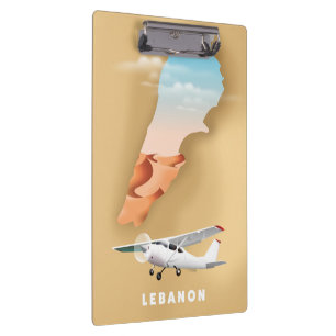 Lebanon illustrated map travel poster clipboard