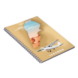 Lebanon illustrated map travel poster notebook