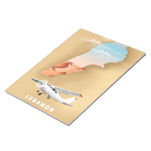 Lebanon illustrated map travel poster notepad (Angled)