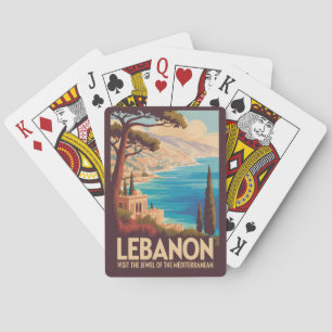 Lebanon Landscape Illustration Travel Art Vintage Playing Cards
