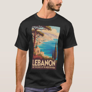 Lebanon Landscape Illustration Travel Art Vintage T-Shirt