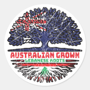 Lebanon Lebanese Australian Australia Tree Roots Classic Round Sticker