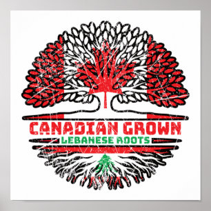 Lebanon Lebanese Canadian Canada Tree Roots Flag Poster