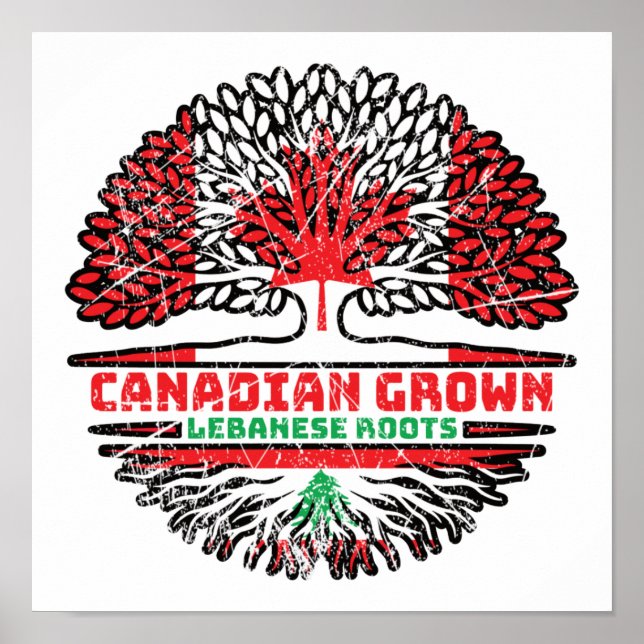 Lebanon Lebanese Canadian Canada Tree Roots Flag Poster (Front)