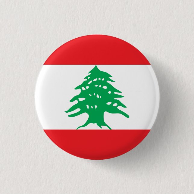 Lebanon (Lebanese) Flag 1 Inch Round Button (Front)