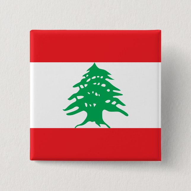 Lebanon (Lebanese) Flag 2 Inch Square Button (Front)