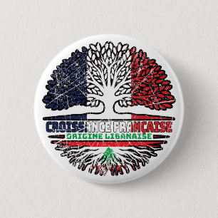 Lebanon Lebanese French France Tree Roots Flag 2 Inch Round Button
