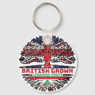 Lebanon Lebanese Uk United Kingdom British Tree Keychain