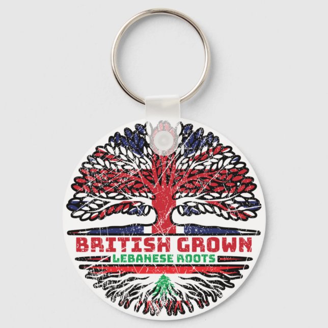 Lebanon Lebanese Uk United Kingdom British Tree Keychain (Front)