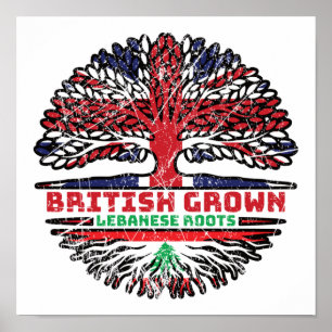 Lebanon Lebanese Uk United Kingdom British Tree Poster