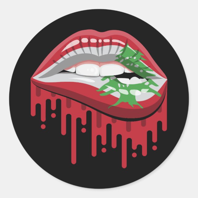 Lebanon lips pride root flag classic round sticker (Front)