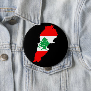 Lebanon Map with Flag 4 Inch Round Button