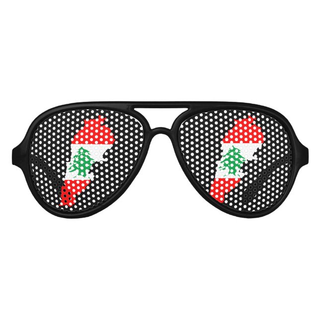 Lebanon Map with Flag Aviator Sunglasses (Front)