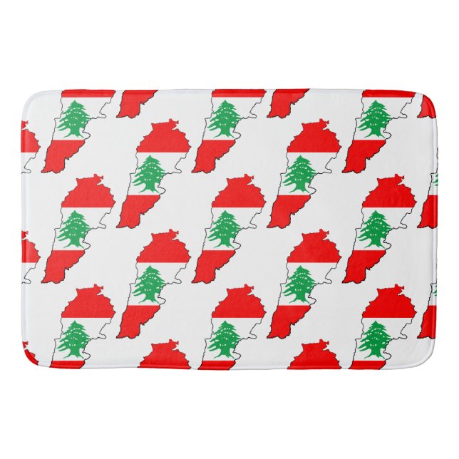 Lebanon Map with Flag Bath Mat (Front)
