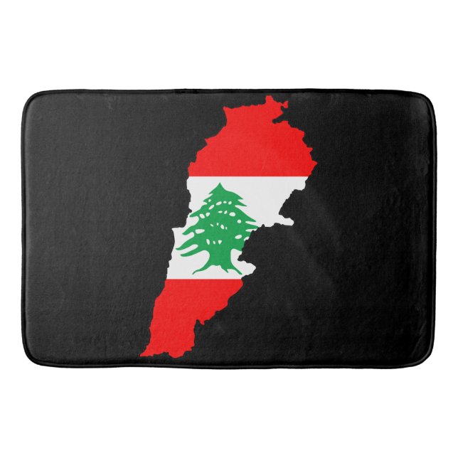 Lebanon Map with Flag Bath Mat (Front)