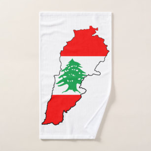 Lebanon Map with Flag Bath Towel Set