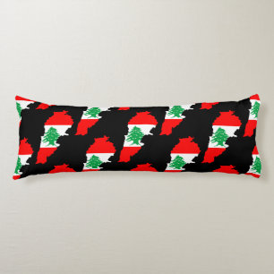 Lebanon Map with Flag Body Pillow
