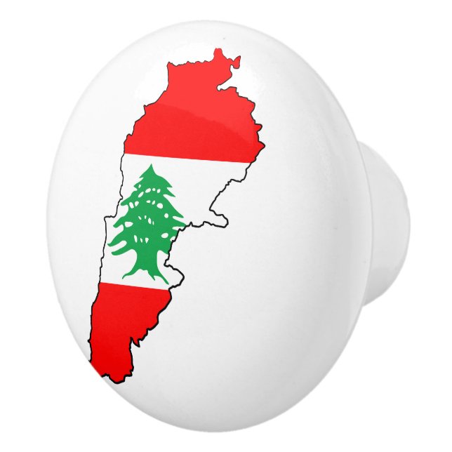 Lebanon Map with Flag Ceramic Knob (Right)