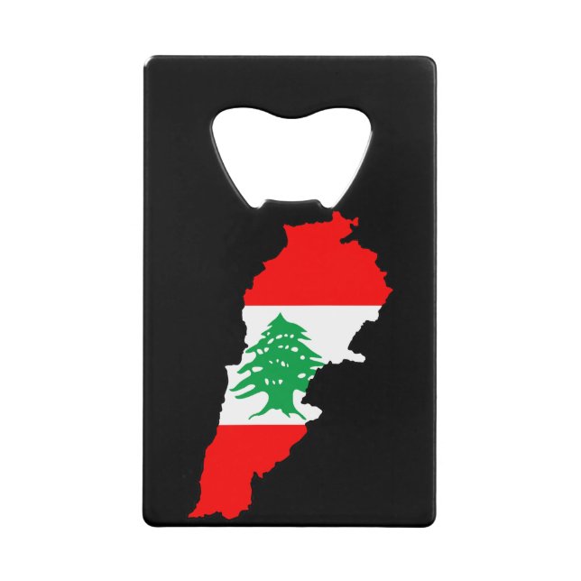 Lebanon Map with Flag Credit Card Bottle Opener (Front)