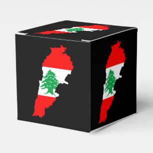 Lebanon Map with Flag Favor Box