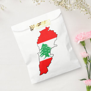 Lebanon Map with Flag Favour Bag