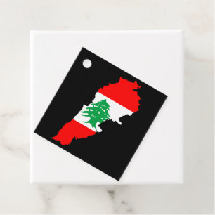 Lebanon Map with Flag Favour Tags