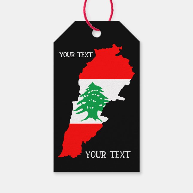 Lebanon Map with Flag Gift Tags (Front)