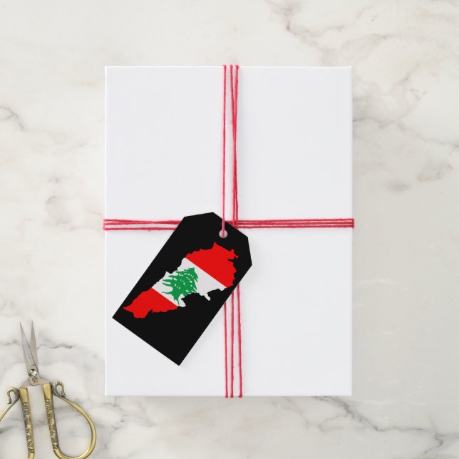 Lebanon Map with Flag Gift Tags (With Twine)