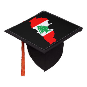 Lebanon Map with Flag Graduation Cap Topper