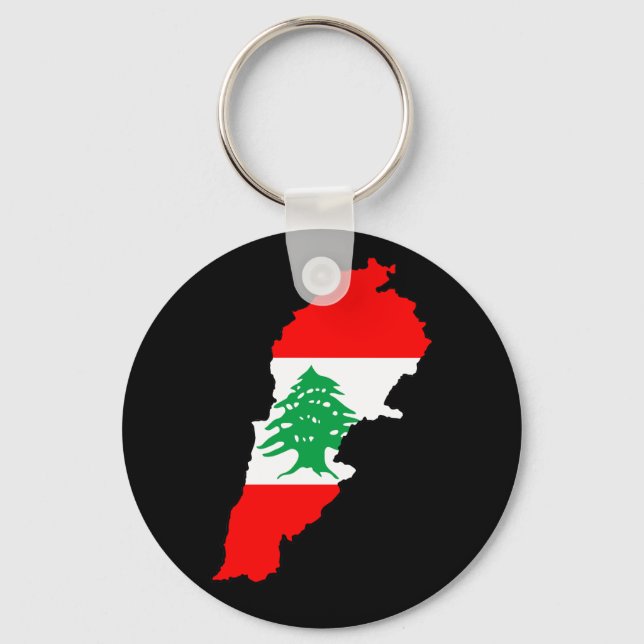 Lebanon Map with Flag Keychain (Front)