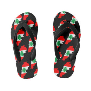 Lebanon Map with Flag Kid's Flip Flops