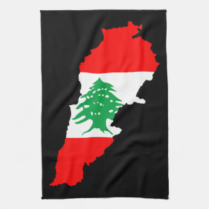 Lebanon Map with Flag Kitchen Towel