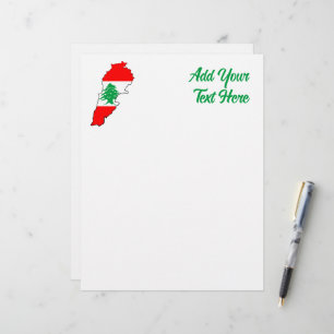 Lebanon Map with Flag Letterhead