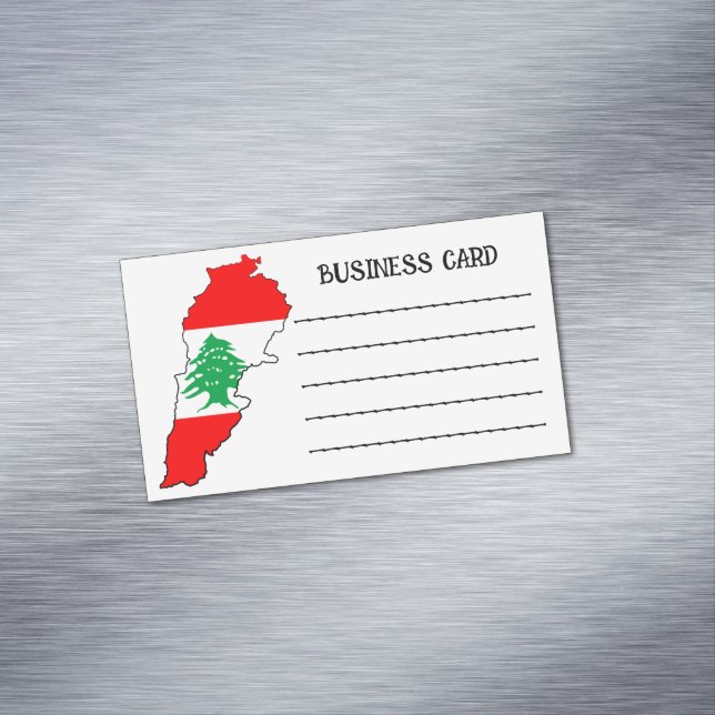Lebanon Map with Flag Magnetic Business Card (In Situ)