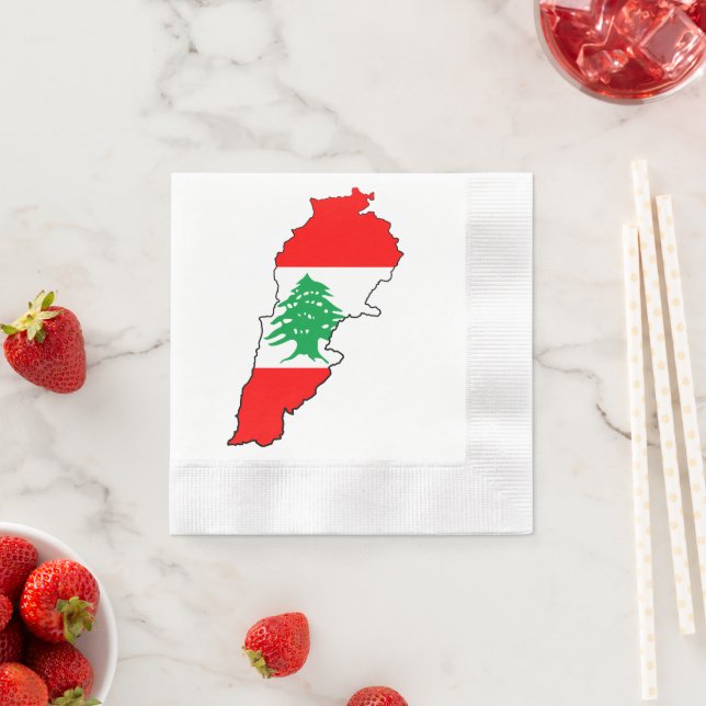 Lebanon Map with Flag Napkin (Insitu)