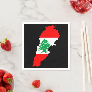 Lebanon Map with Flag Napkin